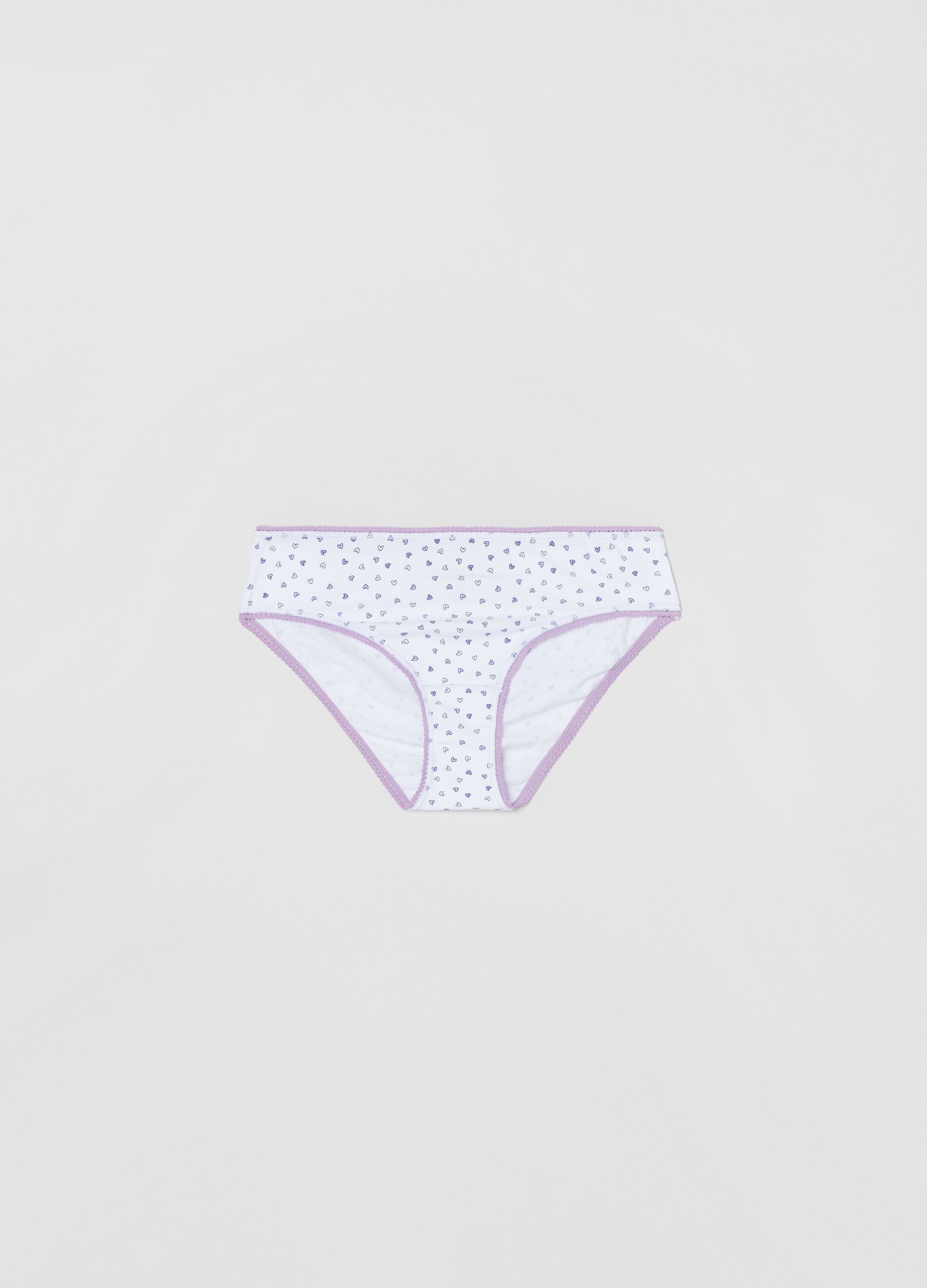 Briefs in stretch cotton with heart  print