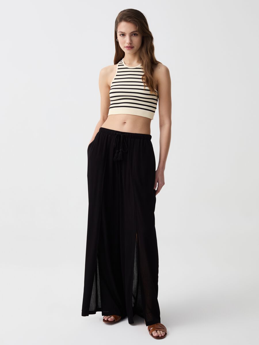 Crop top seamless a righe_0