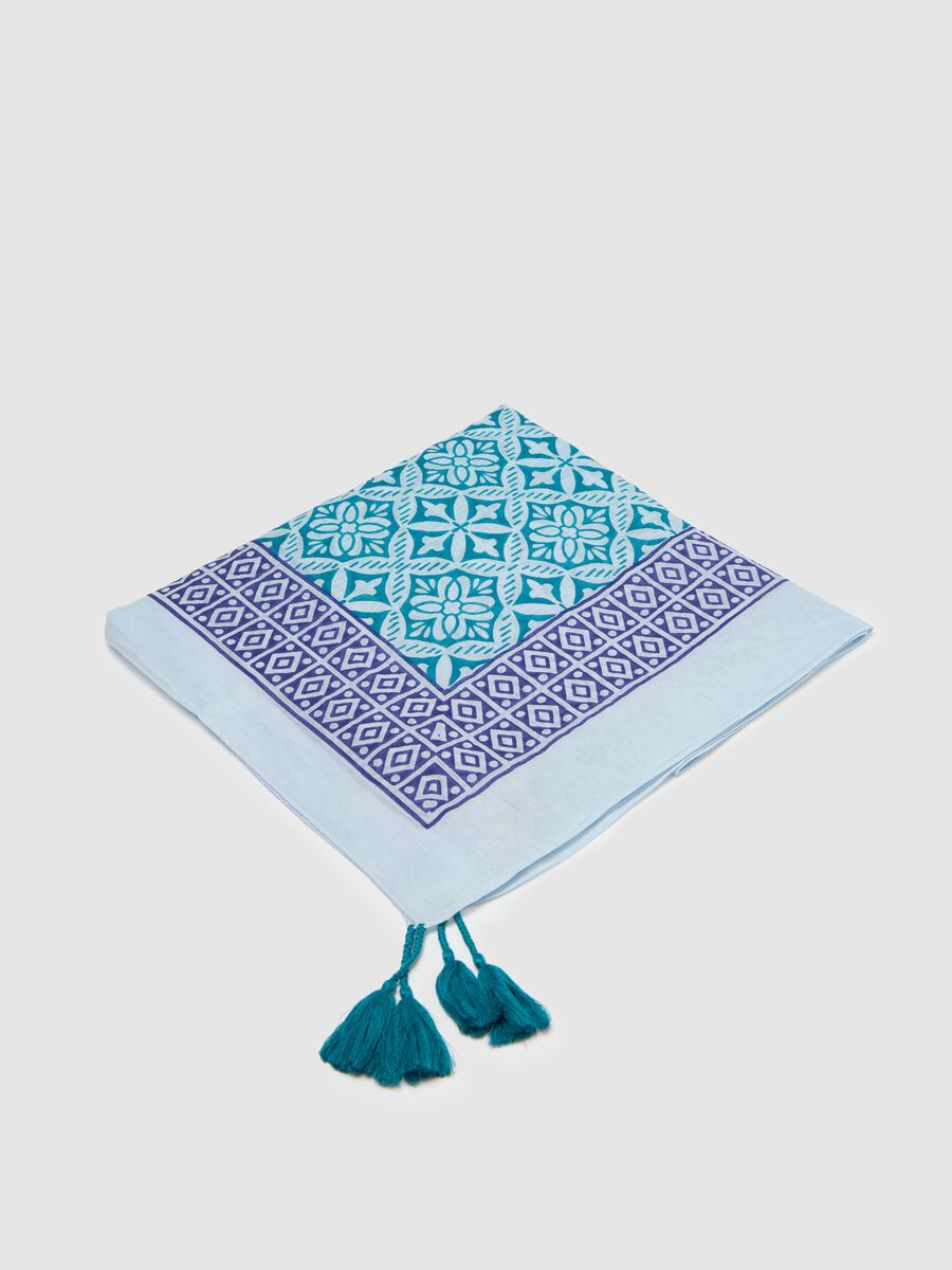 Blue and purple patterned cotton pareo_5