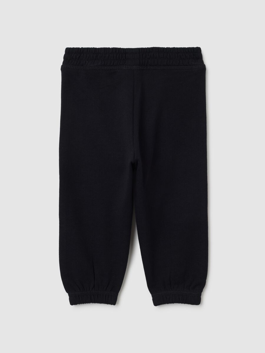 Girls' black cotton jogger trousers regular fit_1
