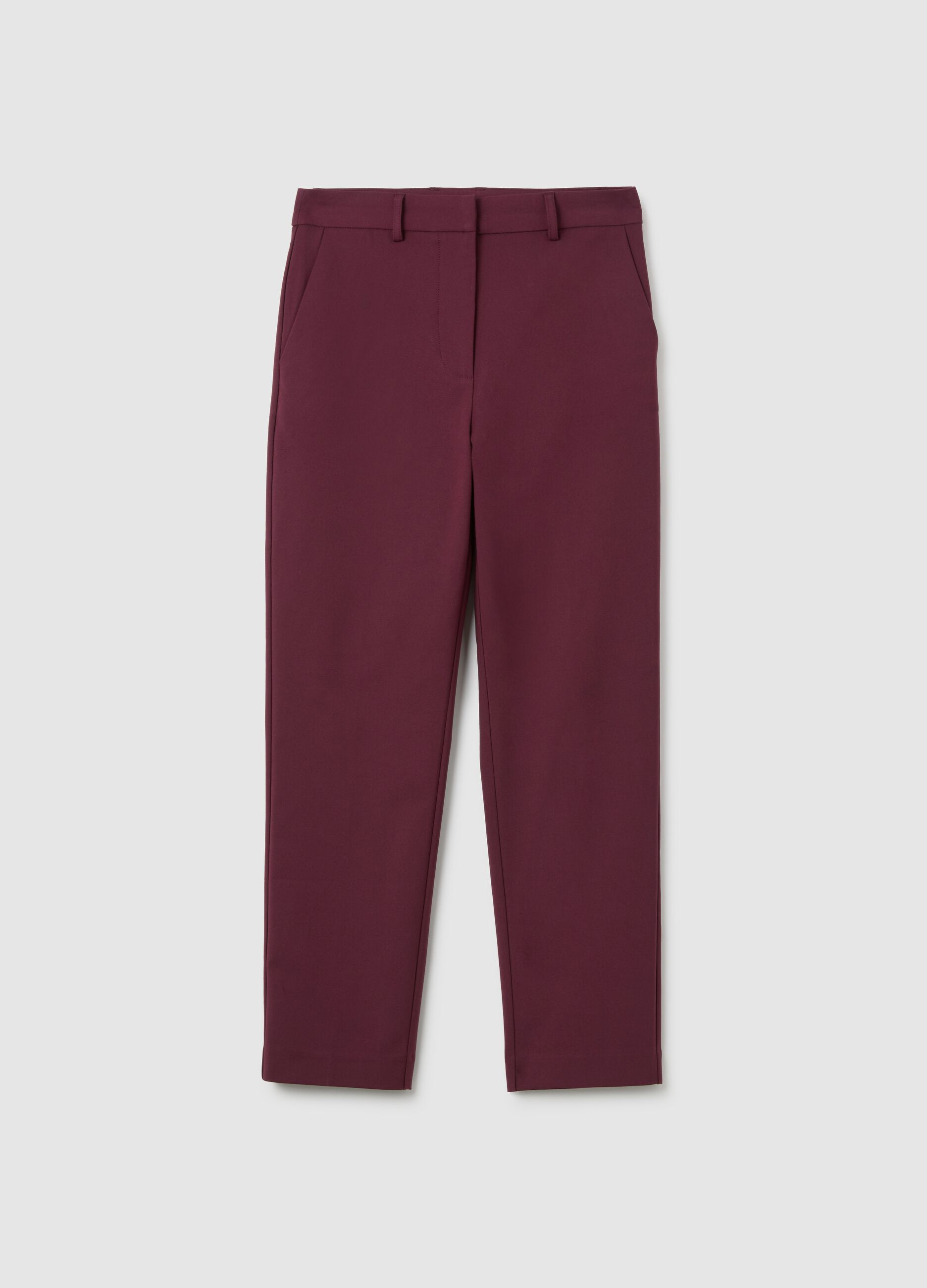 Slim violet trousers in stretchy fabric