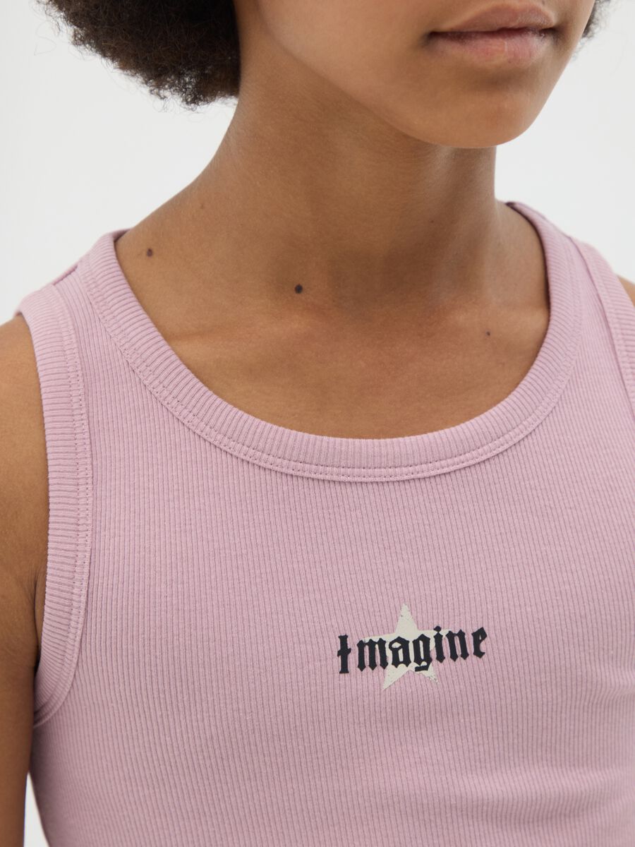 Canotta da ragazza in cotone elasticizzato rosa fitted_1