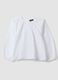 White pure cotton blouse with embroidery and gathered neckline for girls_0