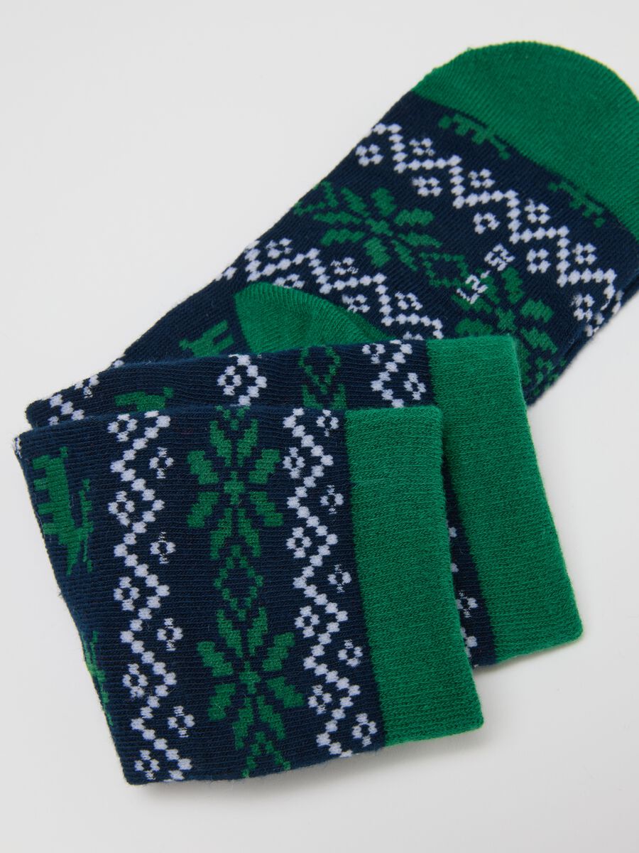 Multicolour Christmas Long Socks Twin Pack for Children in Cotton Blend_1