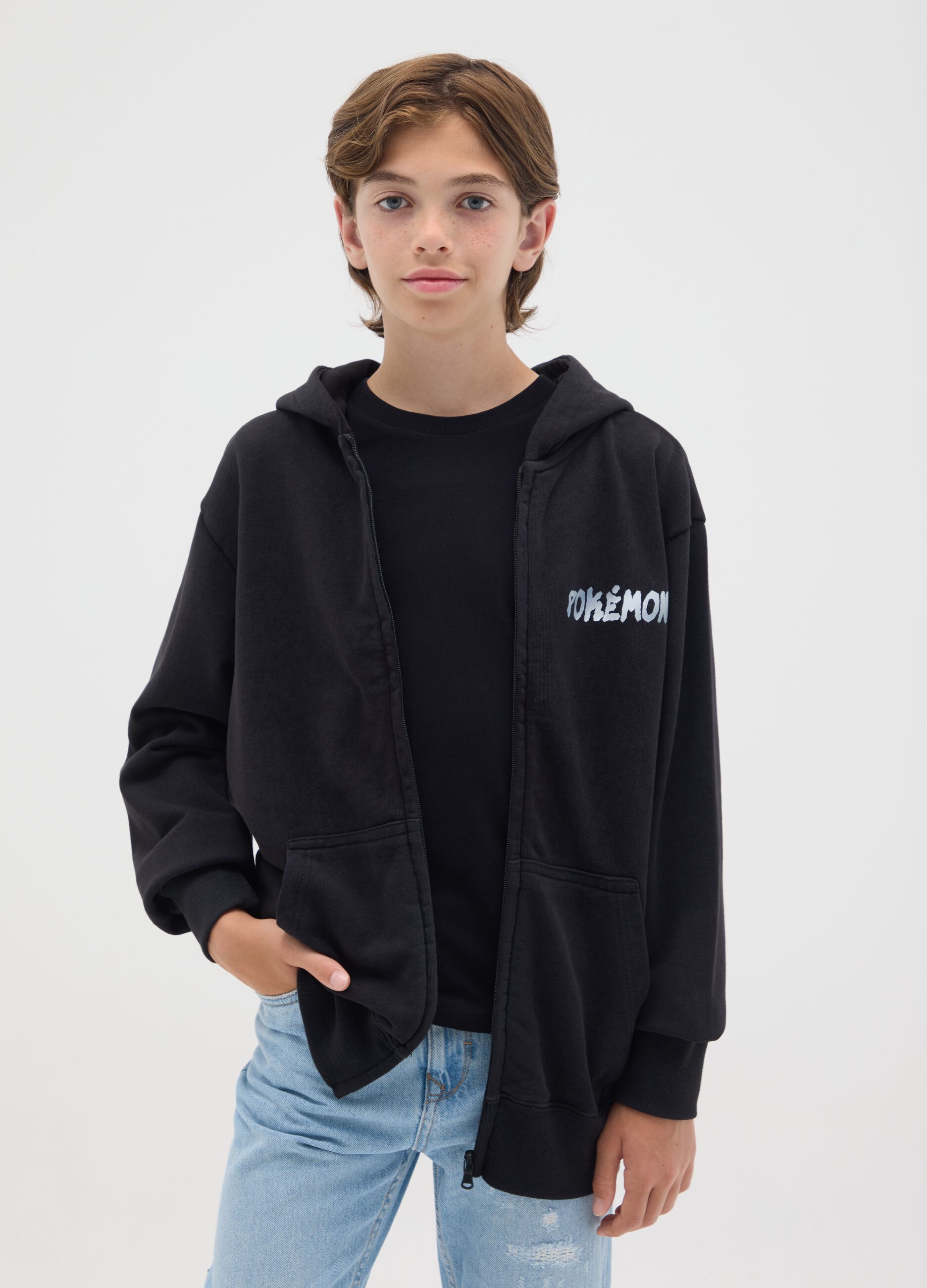 Full-zip con cappuccio e stampa Pokémon