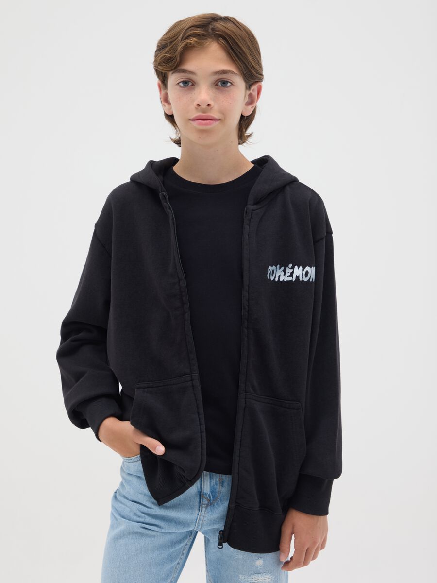 Full-zip sweatshirt with hood and Pokémon print_0