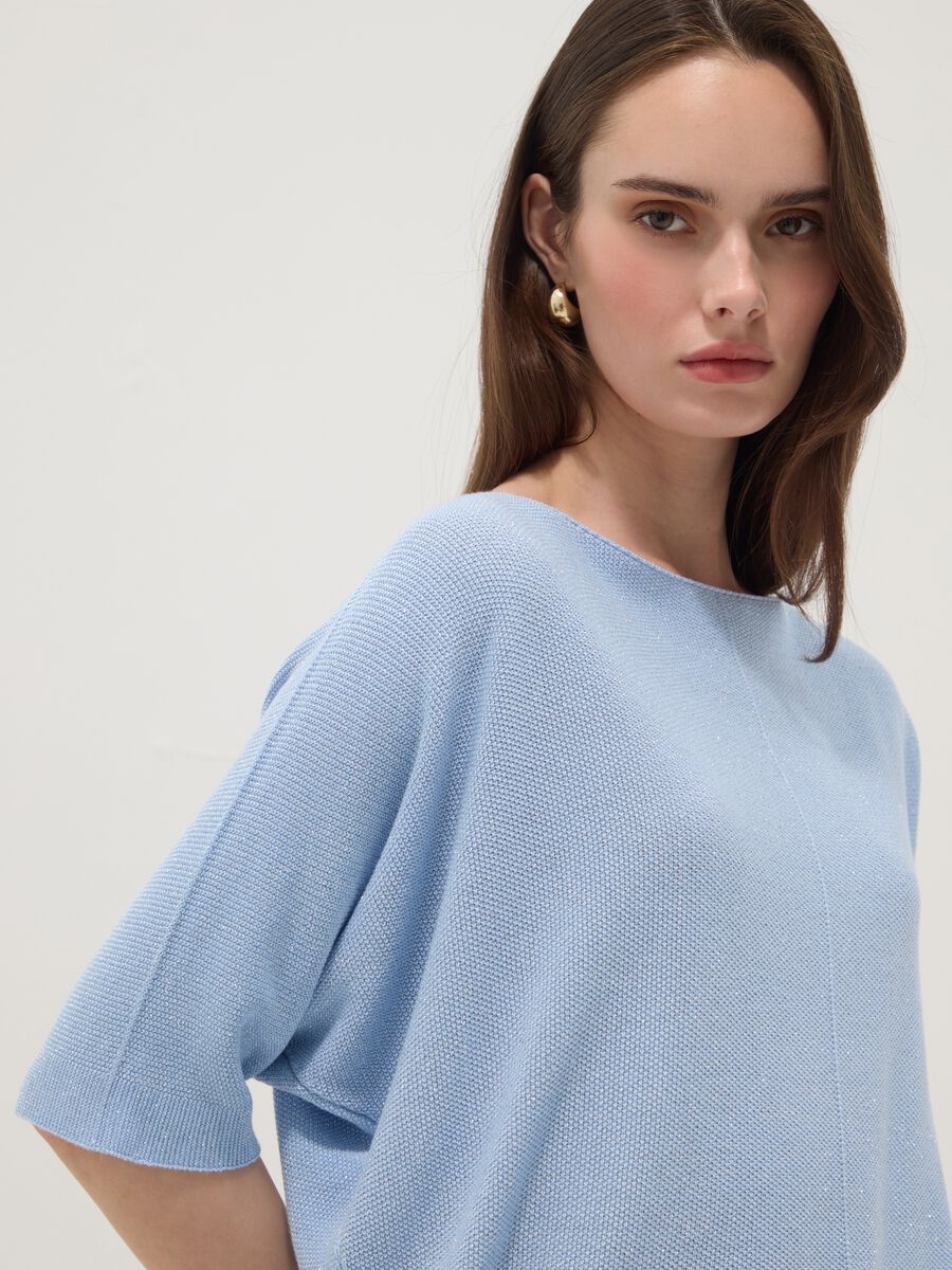 Light blue viscose-blend regular-fit T-shirt_0