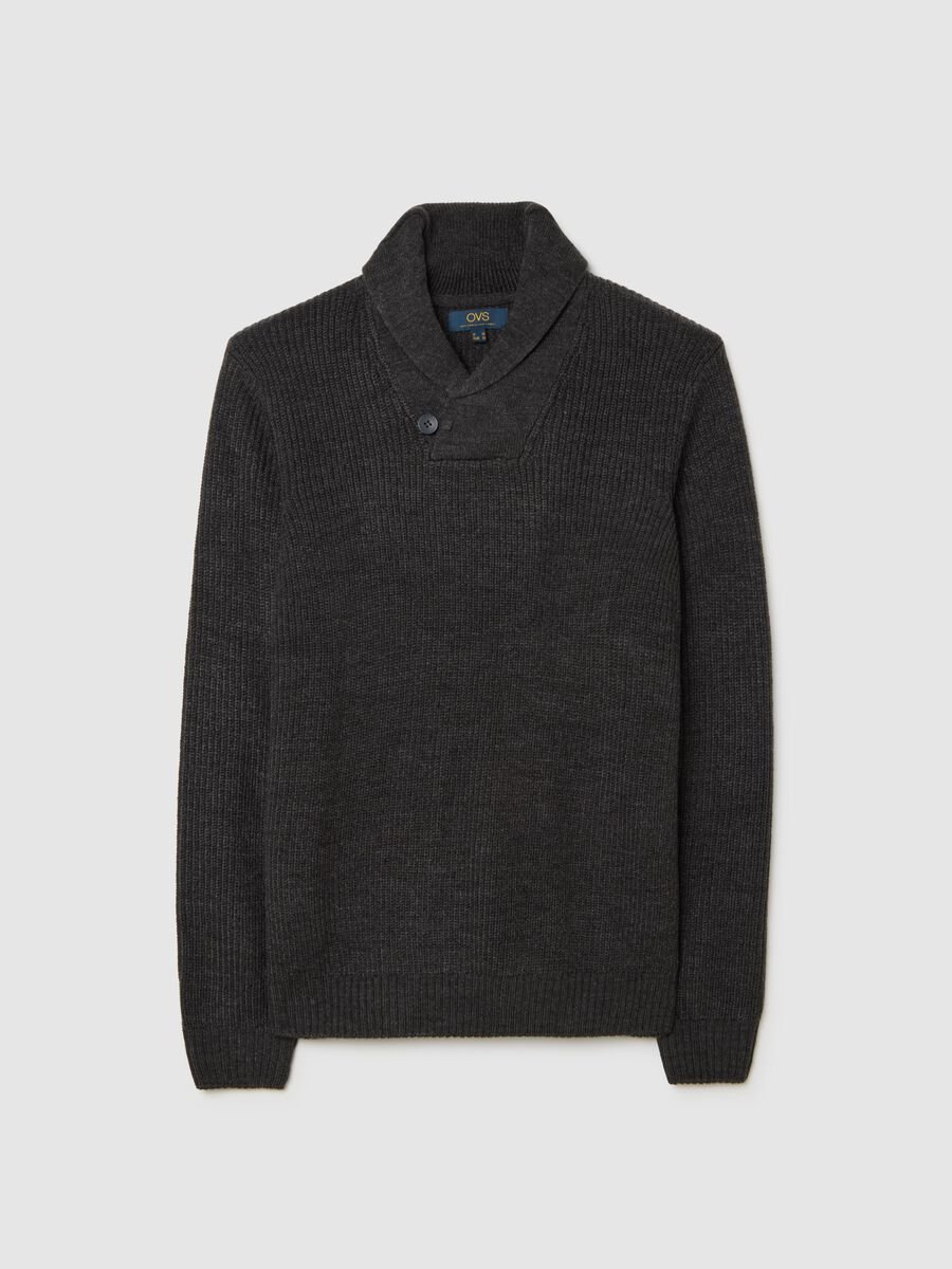 Grey Shawl Collar Sweater Regular Fit_4