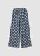 Blue pure viscose wide-leg patterned trousers, regular fit_4