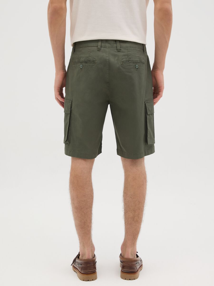 Men's Green Stretch Cotton Regular Fit Shorts_3