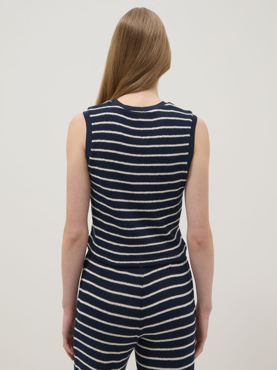 Gilet in misto cotone a righe blu e bianche regular fit_3