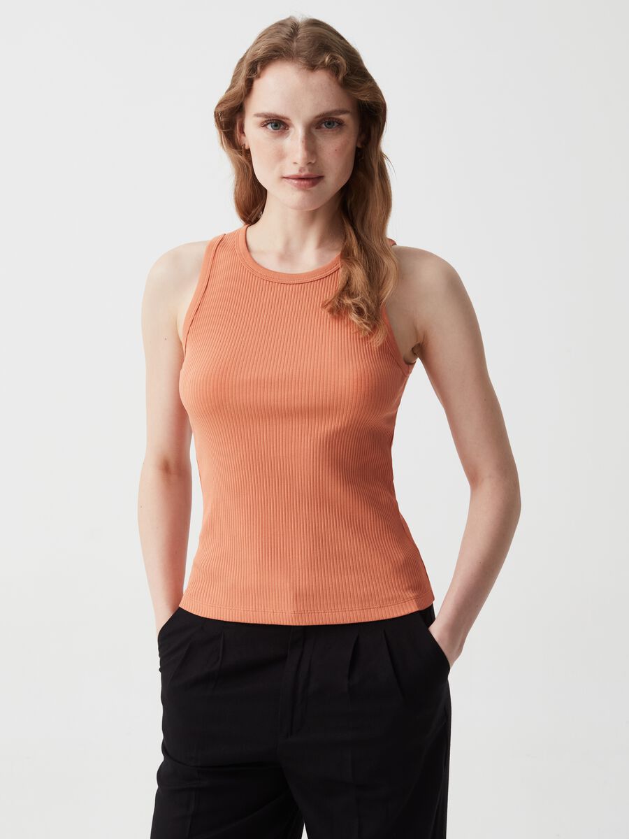 Essential tank top with narrow ribbing_0