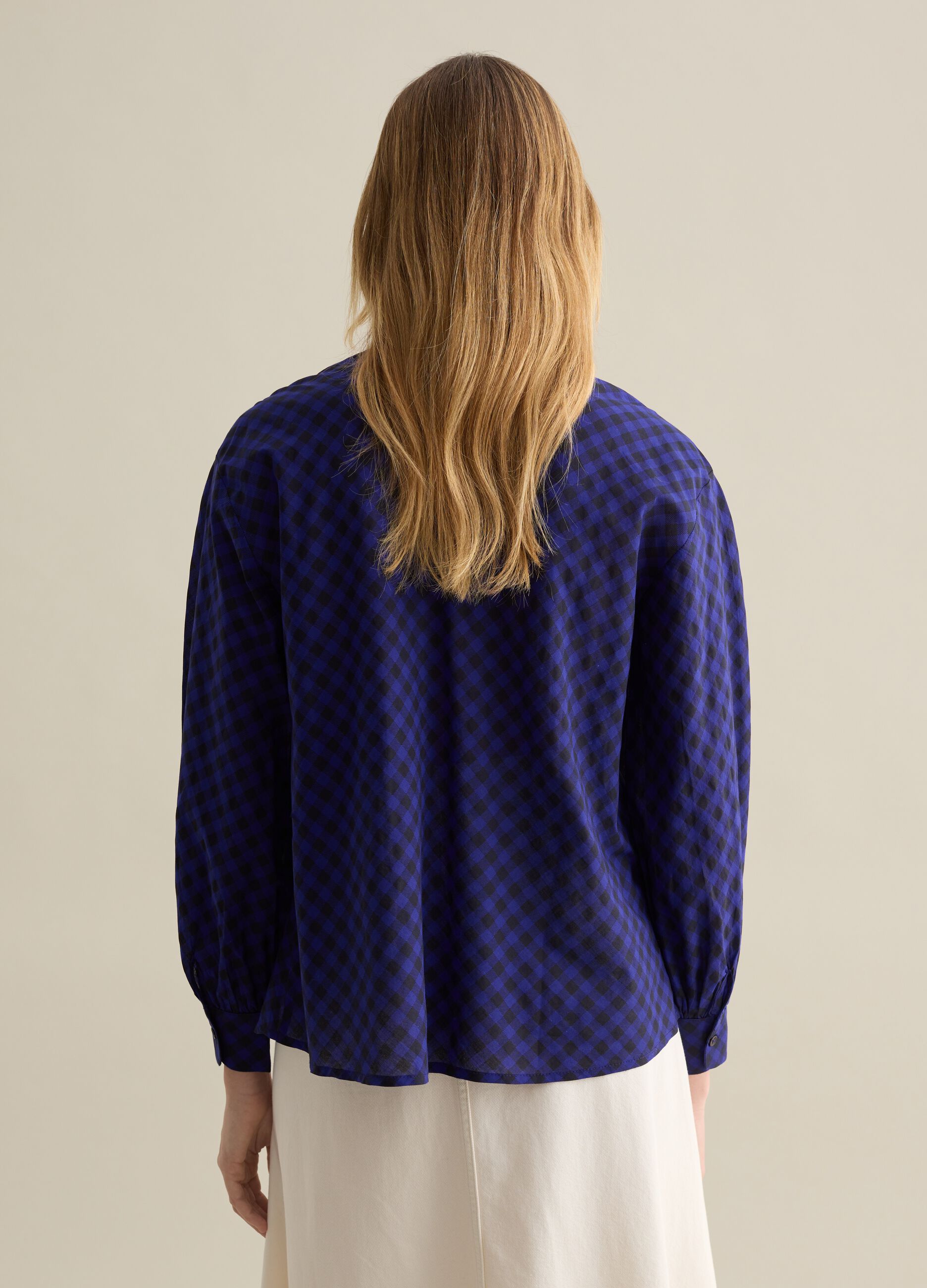 Check shirt with paisley embroidery