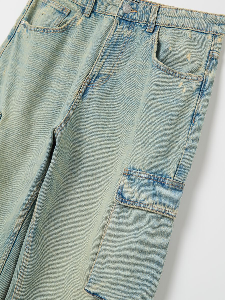 Acid wash cargo joggers with fading_5