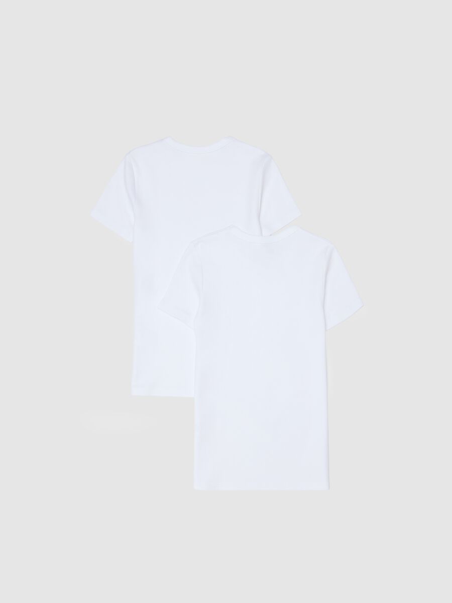 White Cotton Short Sleeve T-Shirt Twin Pack_1