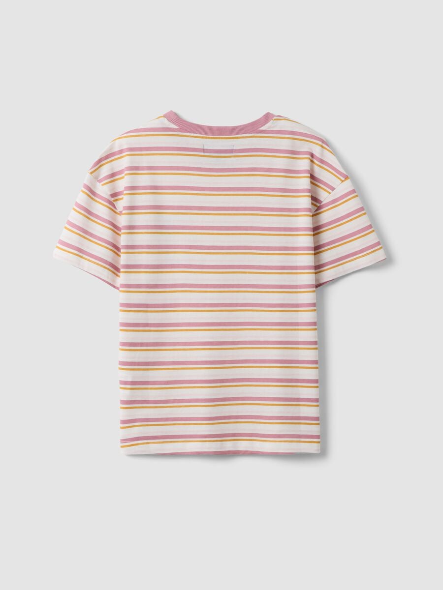 White striped organic cotton pyjama T-shirt with Mickey Mouse print_5
