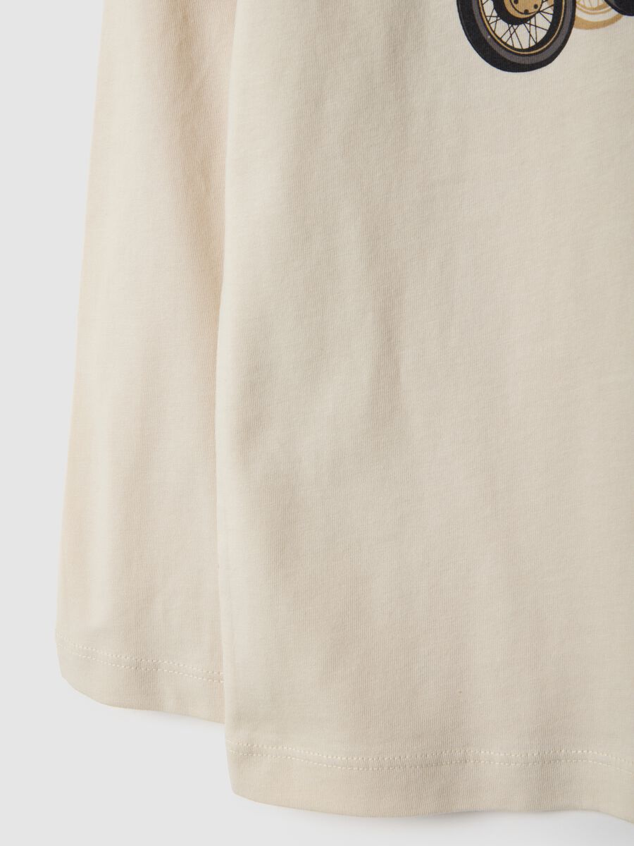 T-shirt in puro cotone beige regular fit con stampa_3