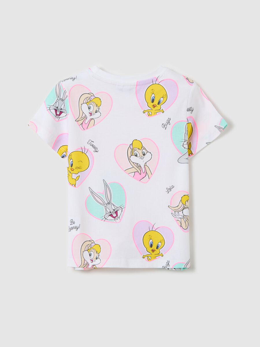 White T-shirt with Tweetie Pie and Lola Bunny print_1