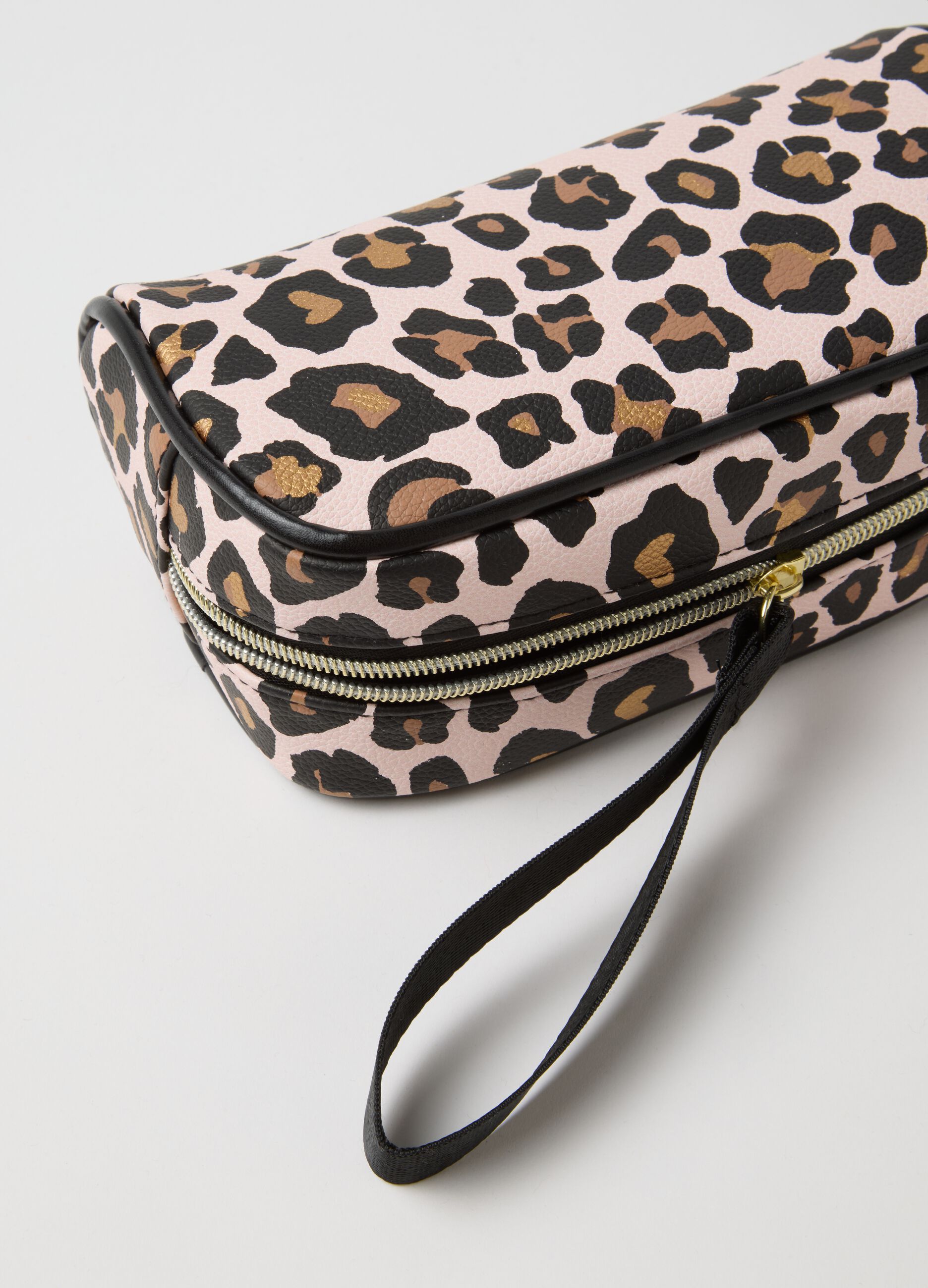 PVC Multicolour Pouch with Leopard Print Zip