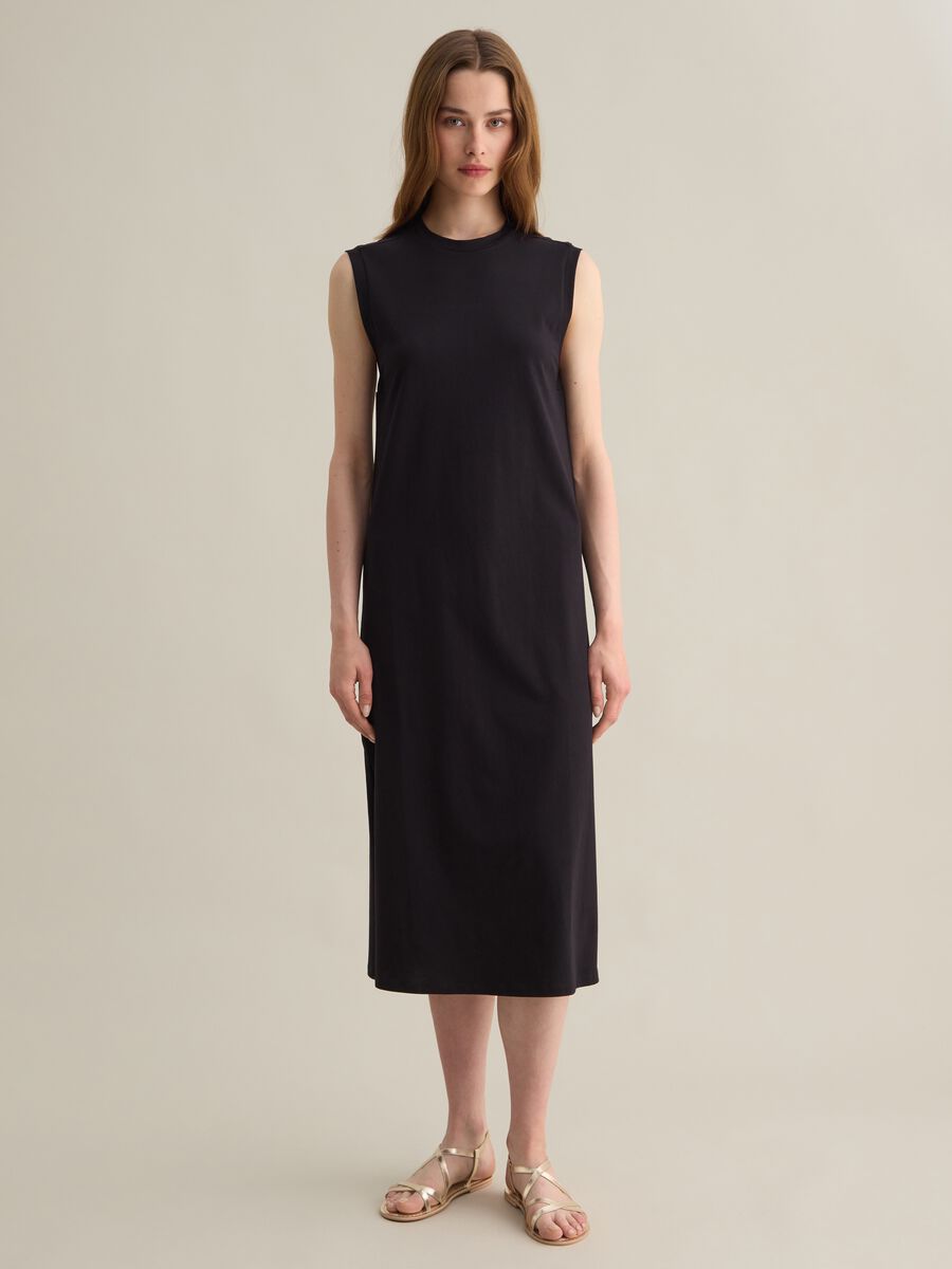 Black Cotton Long Dress_0
