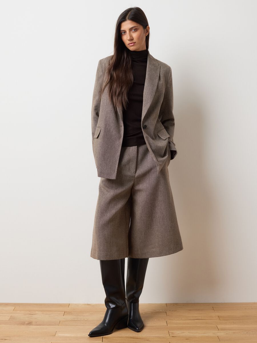 Brown Tweed Wool Blend Skirt_0