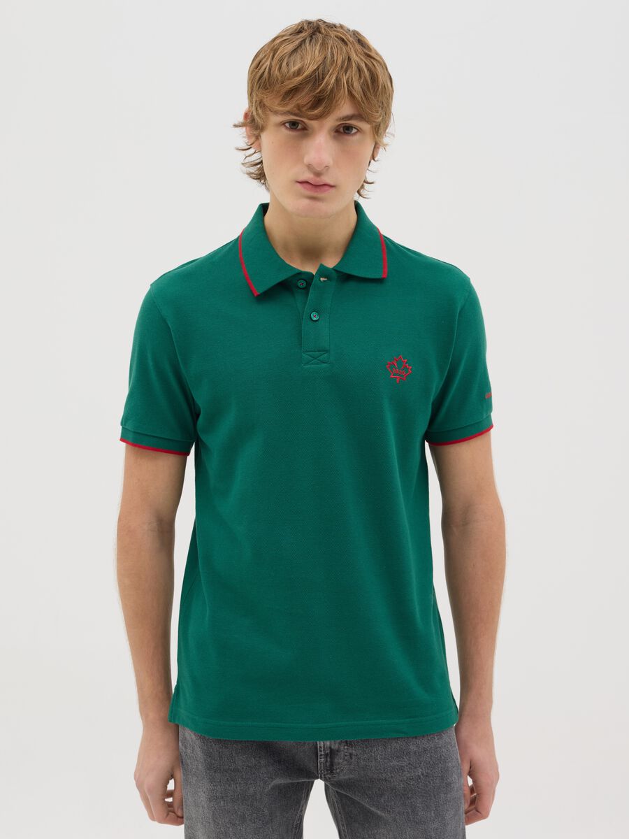 Canada's Trail green short-sleeved polo shirt in cotton_0