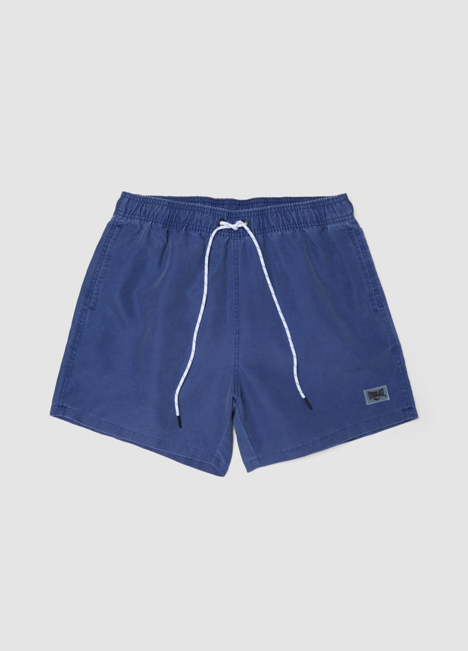 Navy blue swim boxer shorts with drawstring