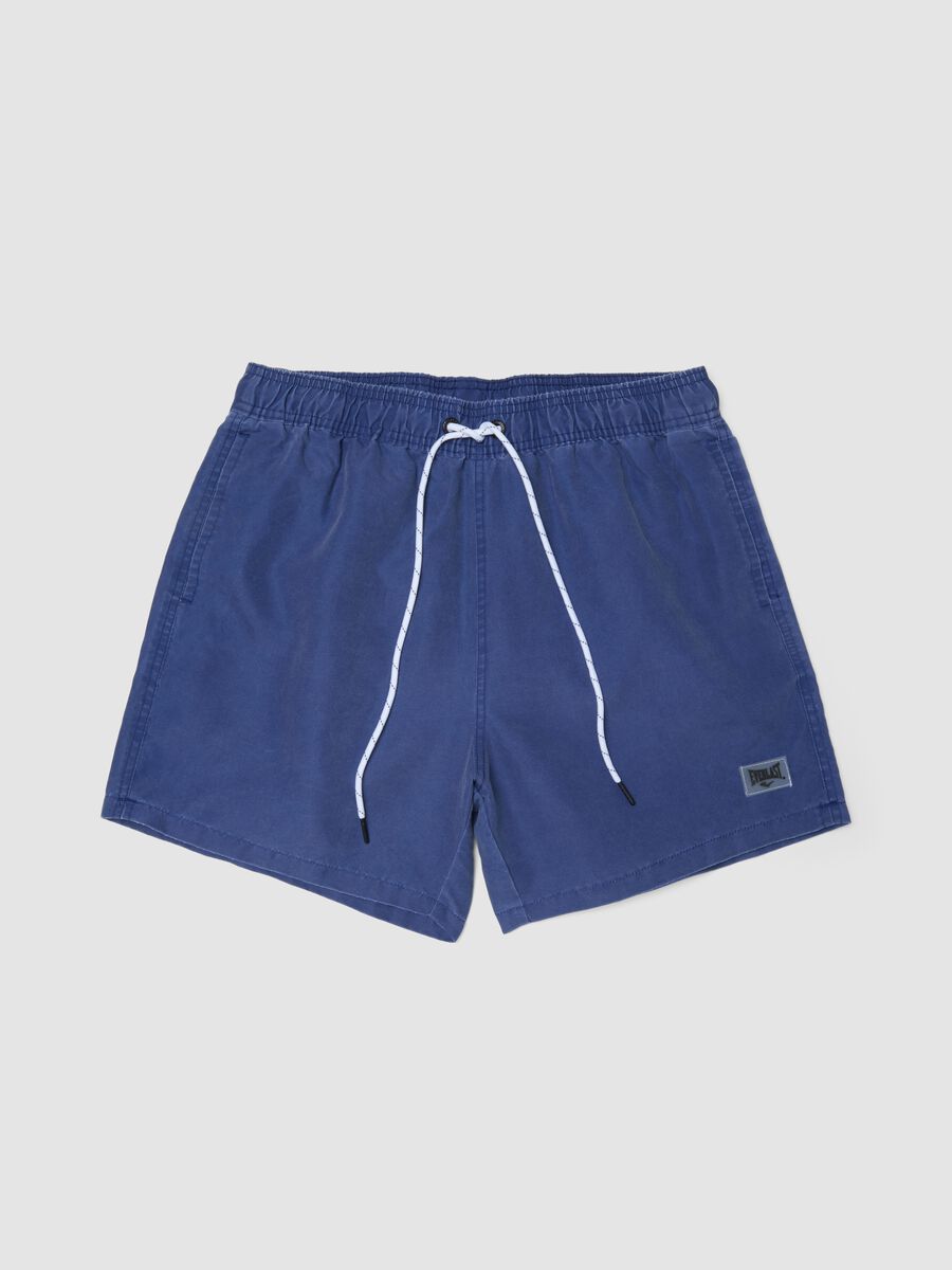 Navy blue swim boxer shorts with drawstring_0