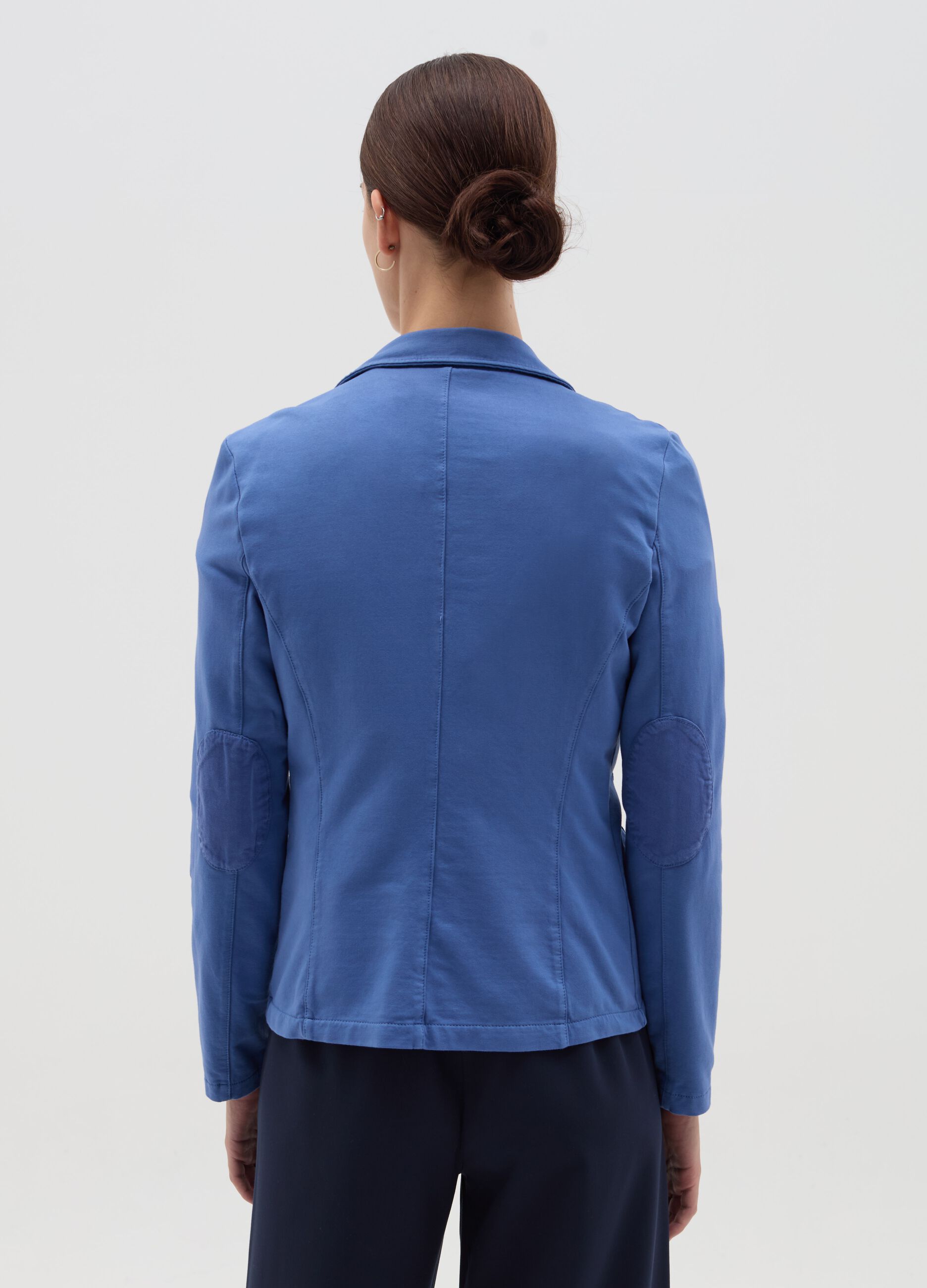 Single-breasted blazer in stretch cotton