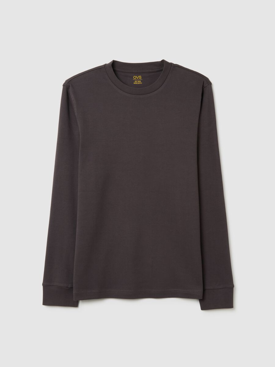 T-shirt in puro cotone marrone regular fit_0