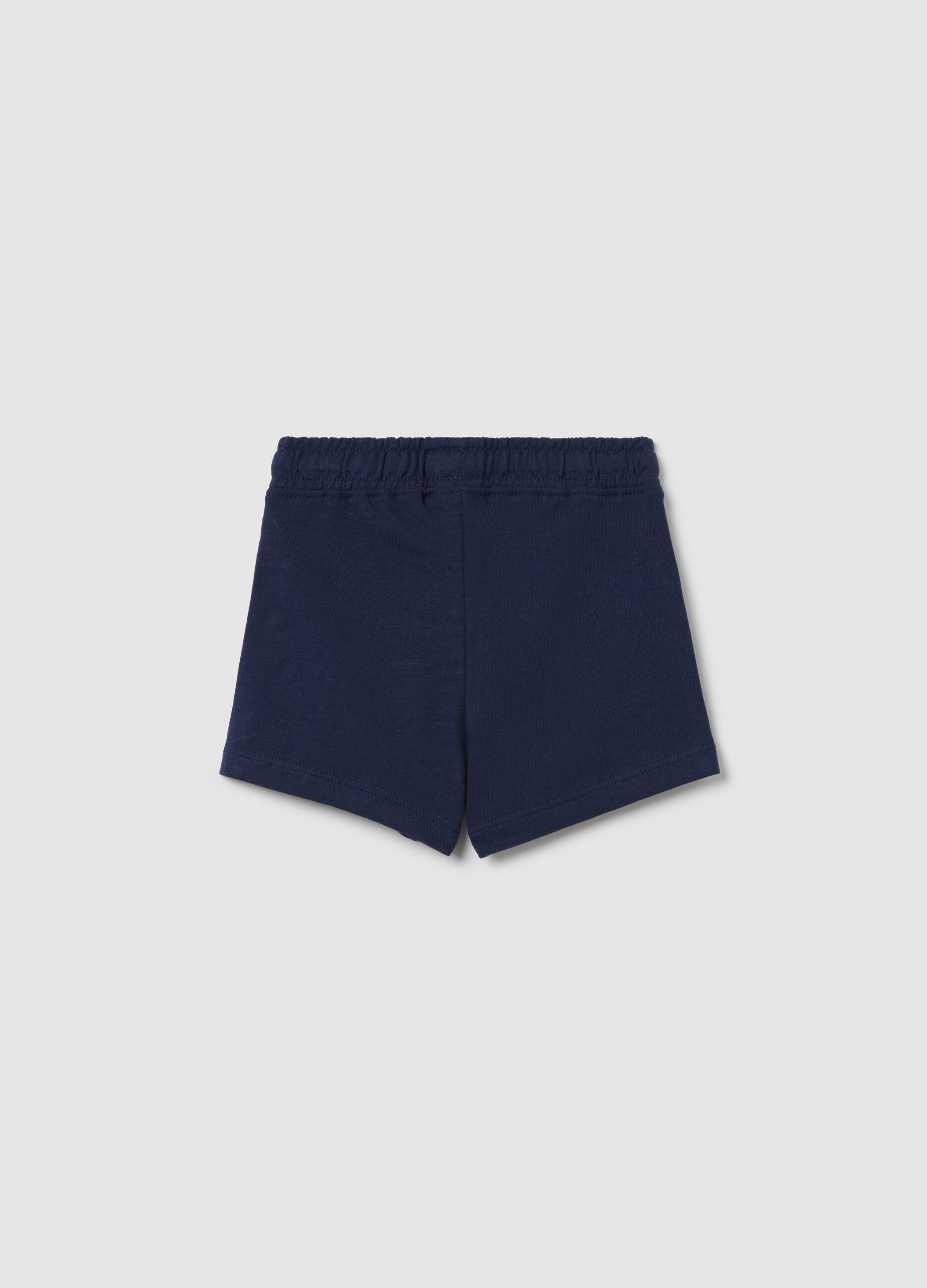 Short da bambina in puro cotone blu con girovita elasticizzato