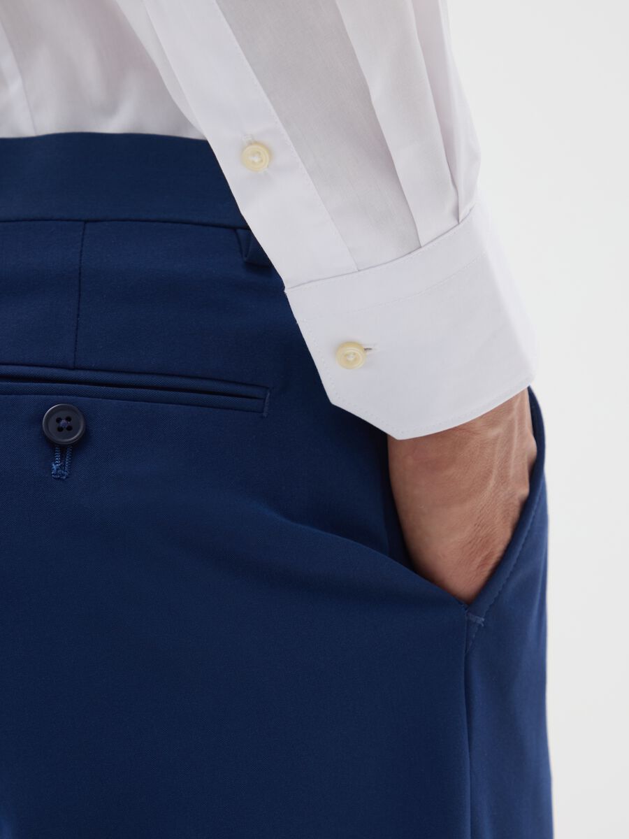 White cotton blend slim fit easy iron shirt_3