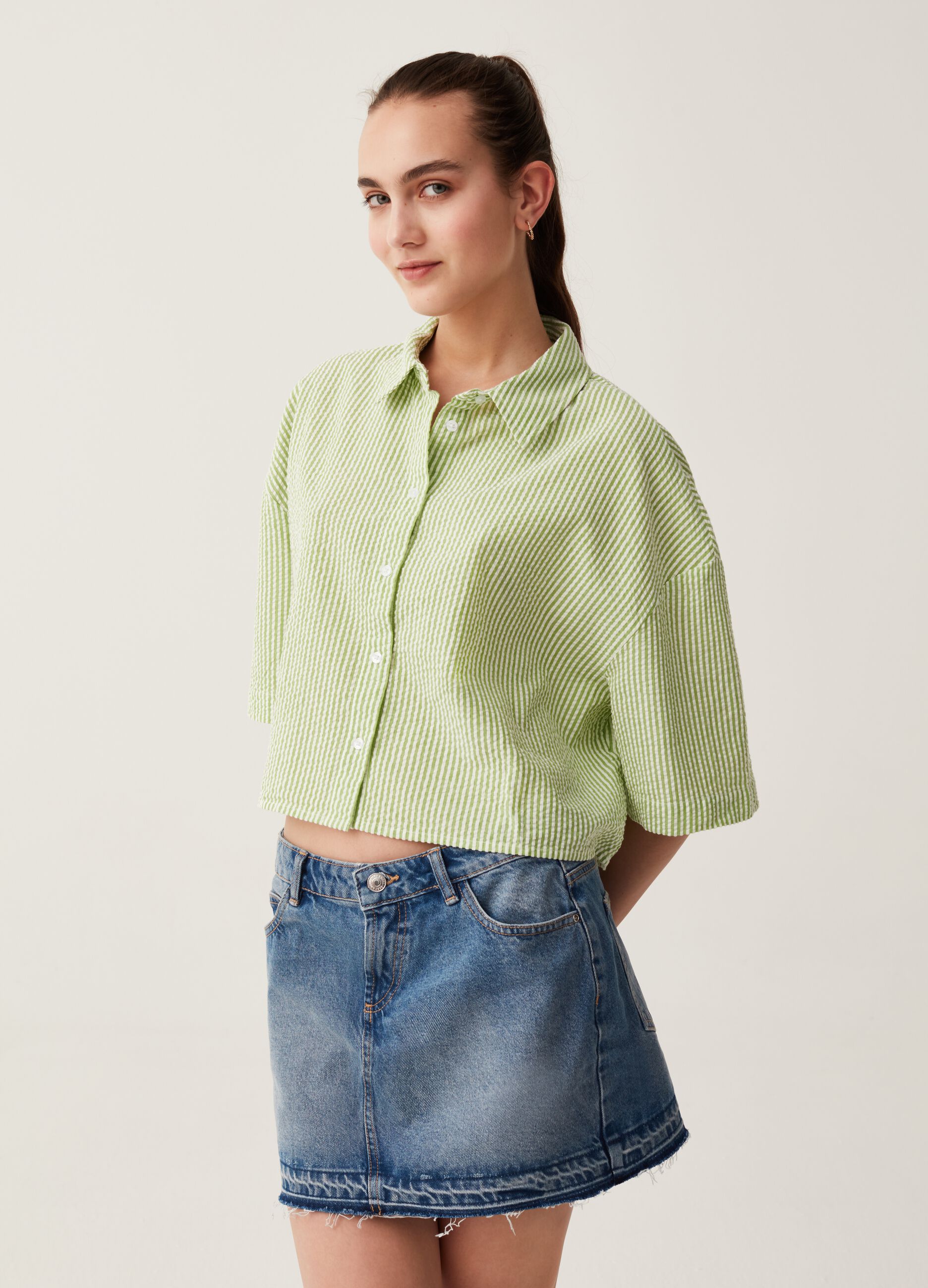 Camicia boxy fit in seersucker Baby Angel_0