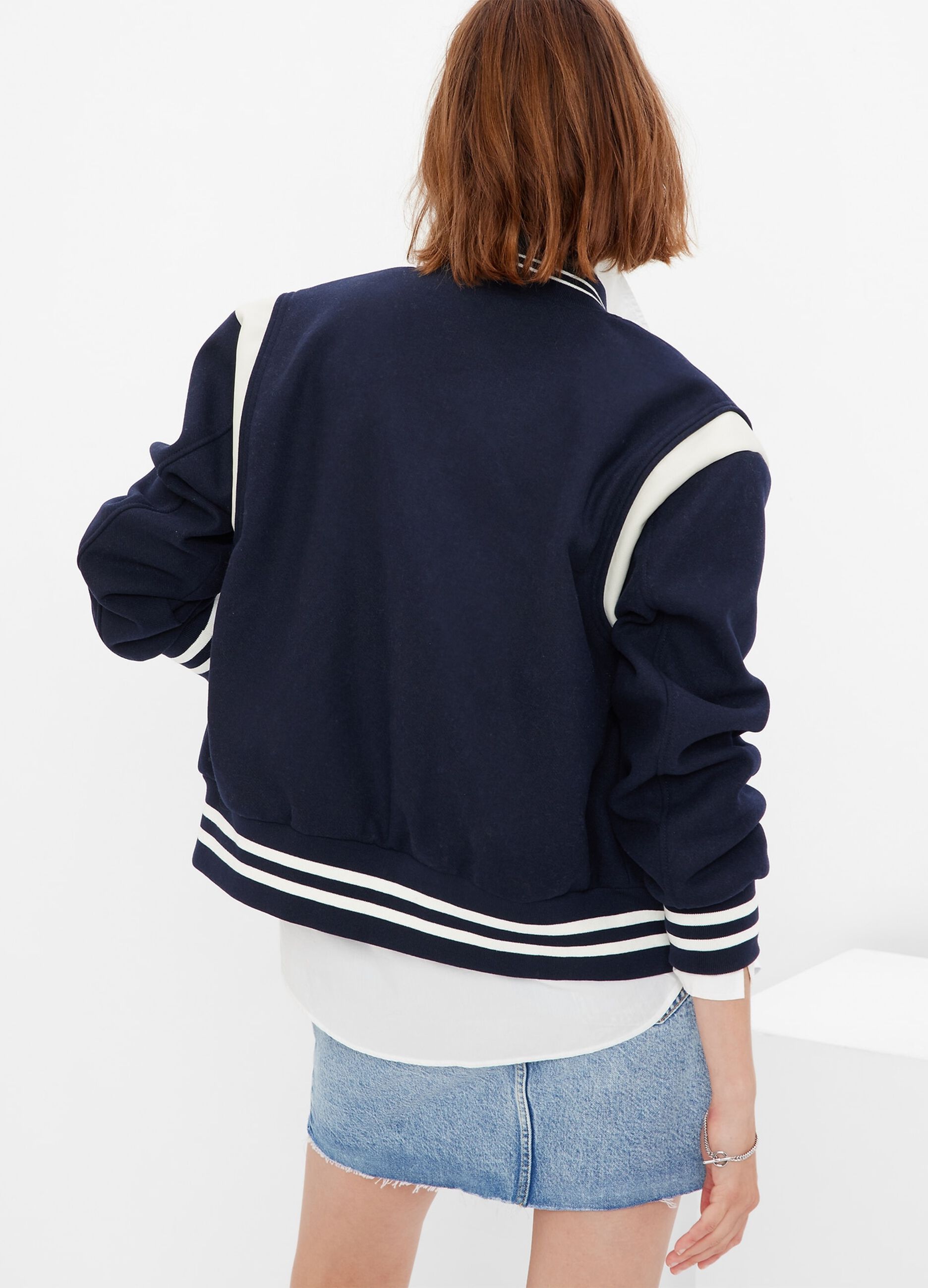 Giacca varsity oversize con profili rigati