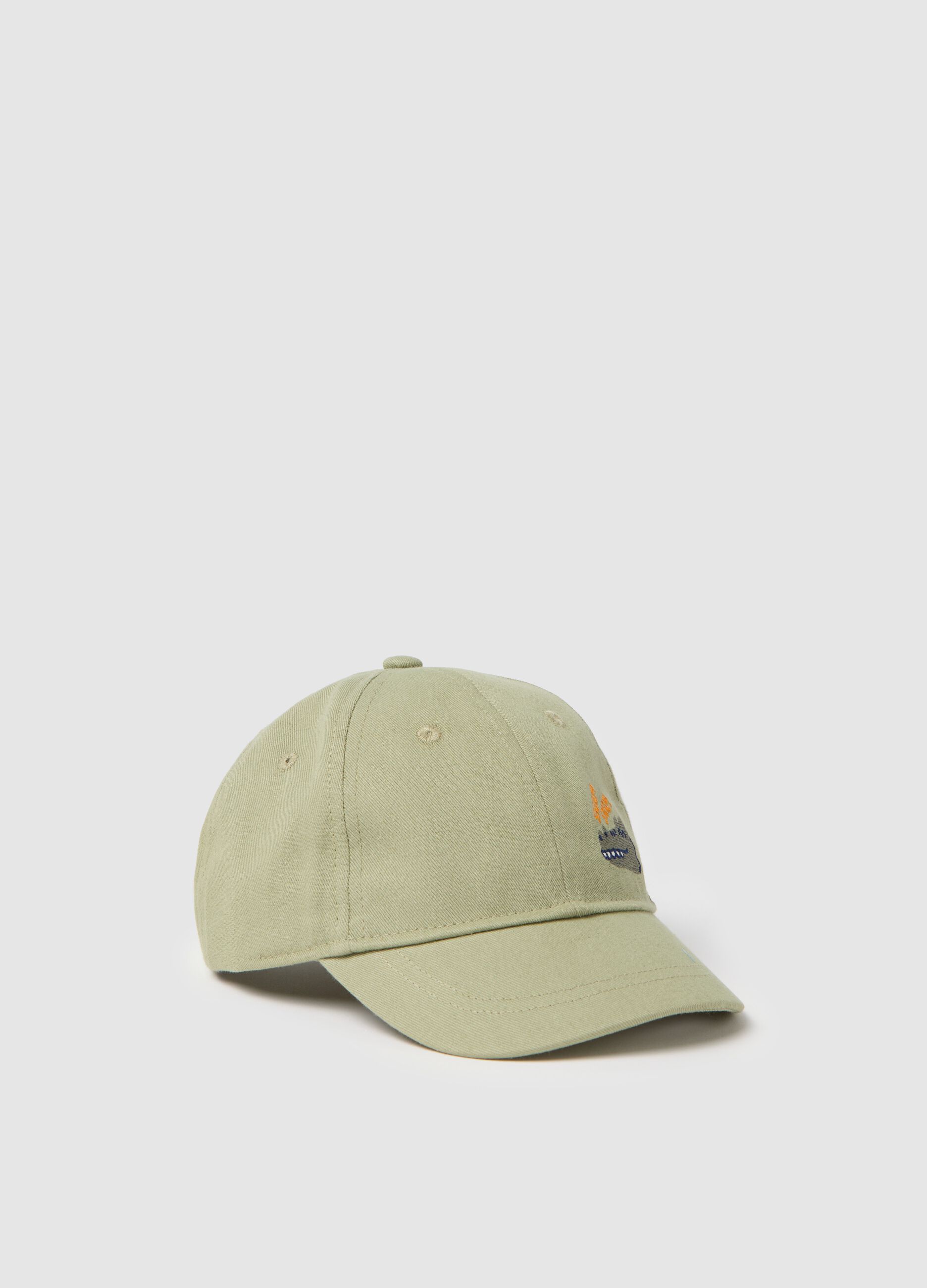 Boys’ green baseball cap in 100% cotton with embroidery