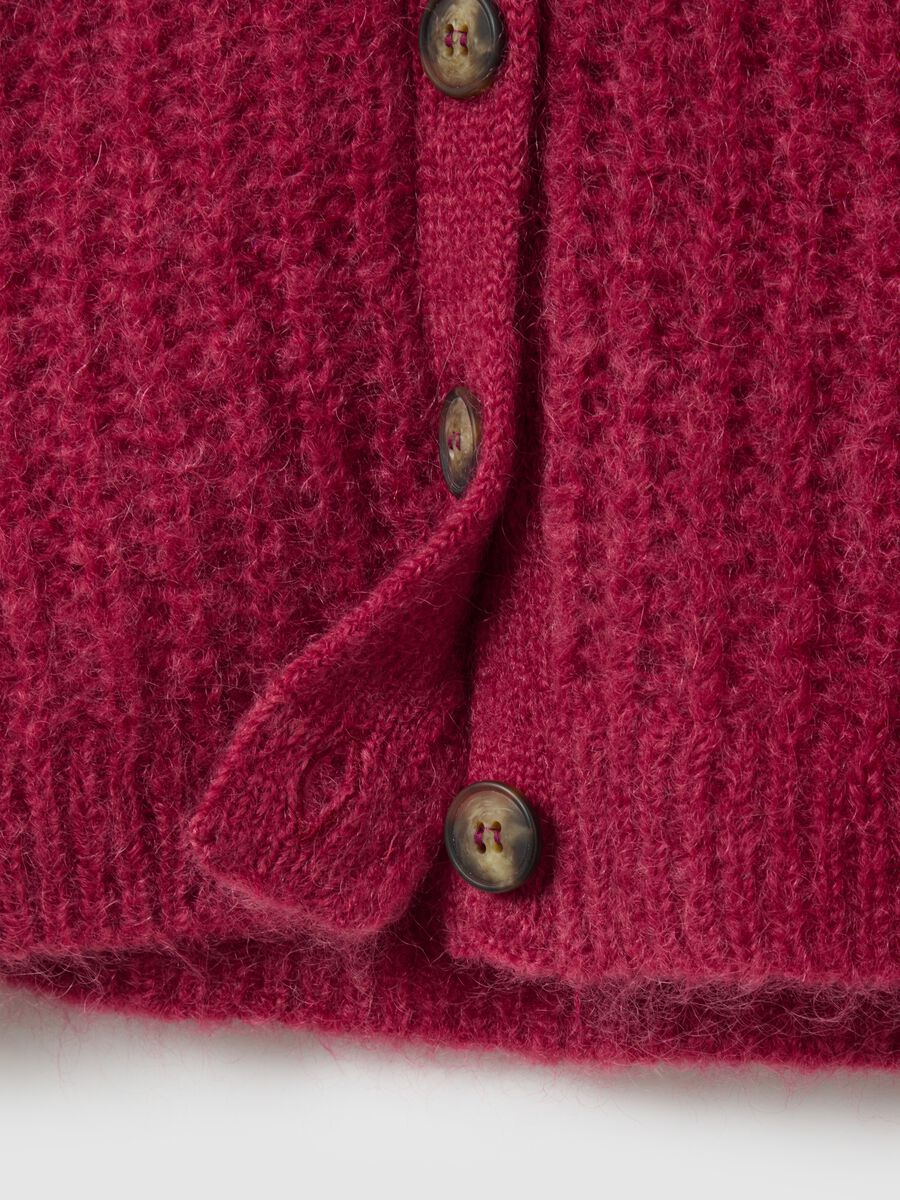 Cardigan deep V rosso vestibilità oversize_5