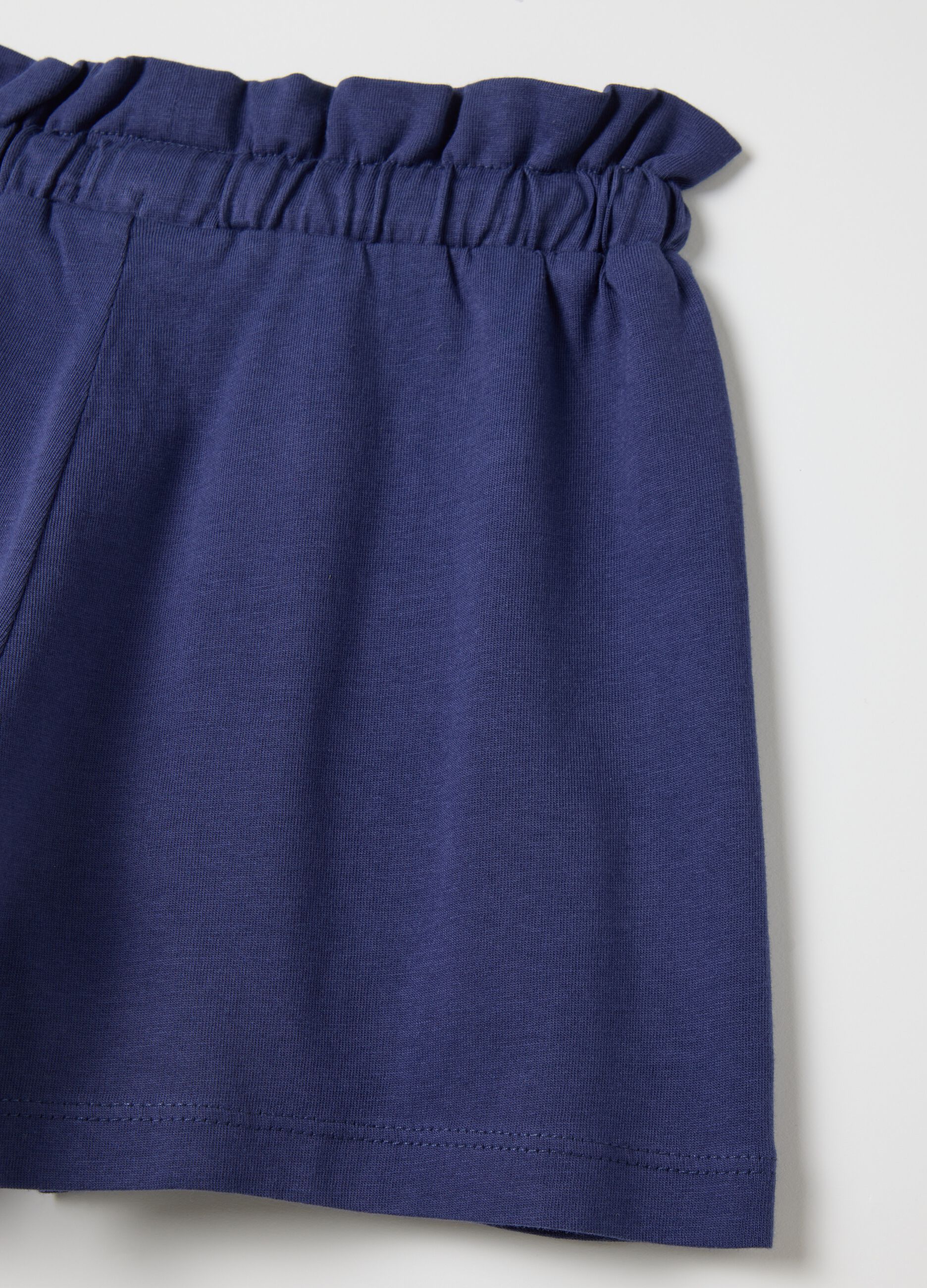 Shorts da bambina in puro cotone blu regular fit