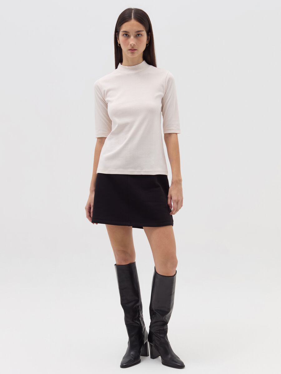 T-shirt mock neck con maniche al gomito_1
