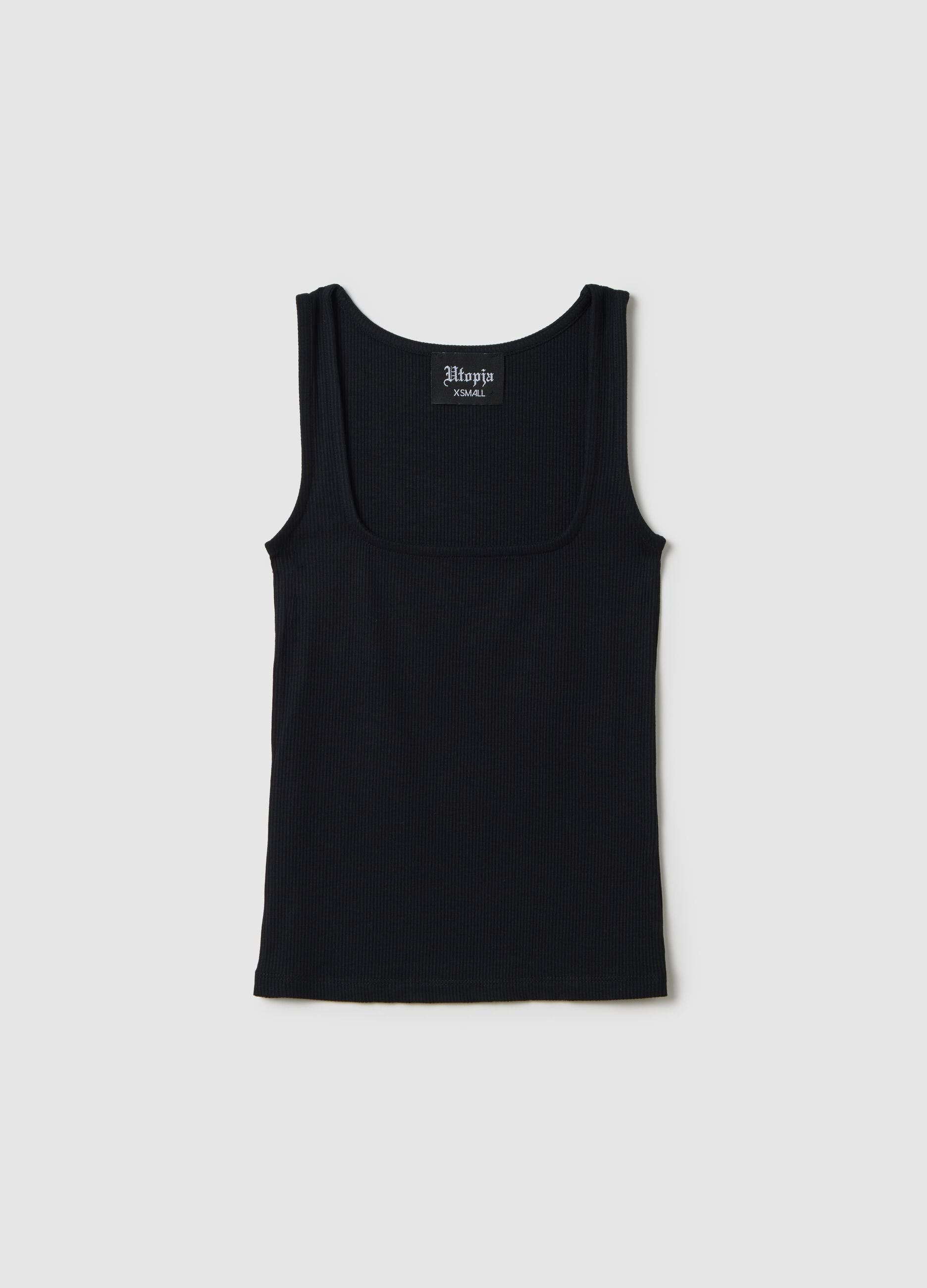Square Neck Black Tank Top