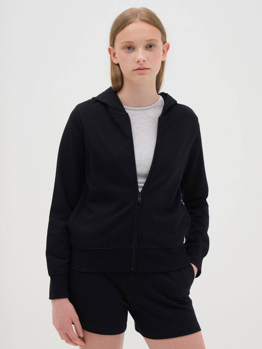 French terry full-zip sweatshirt with hood_0