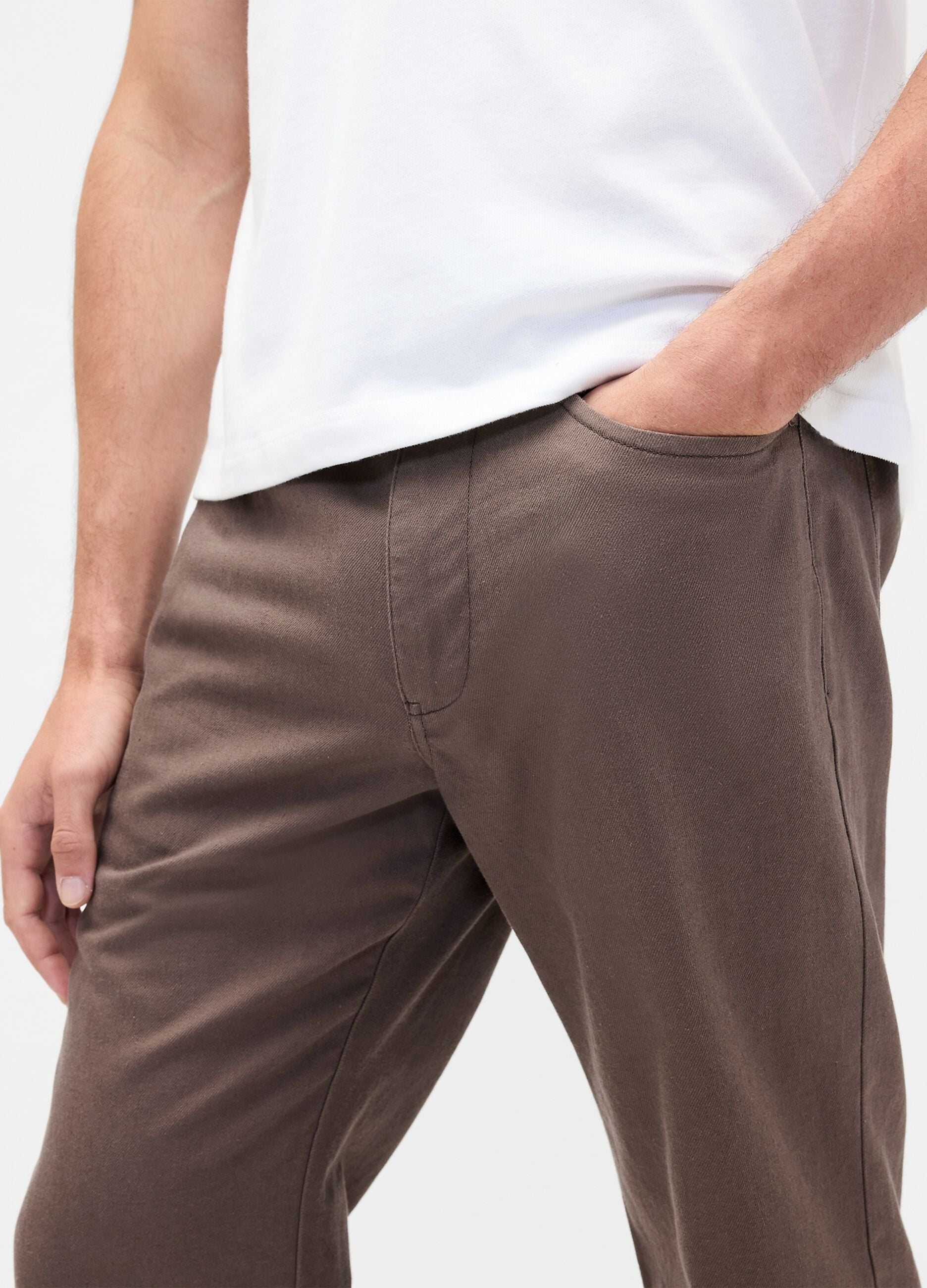 Pantaloni slim fit in misto lino e cotone