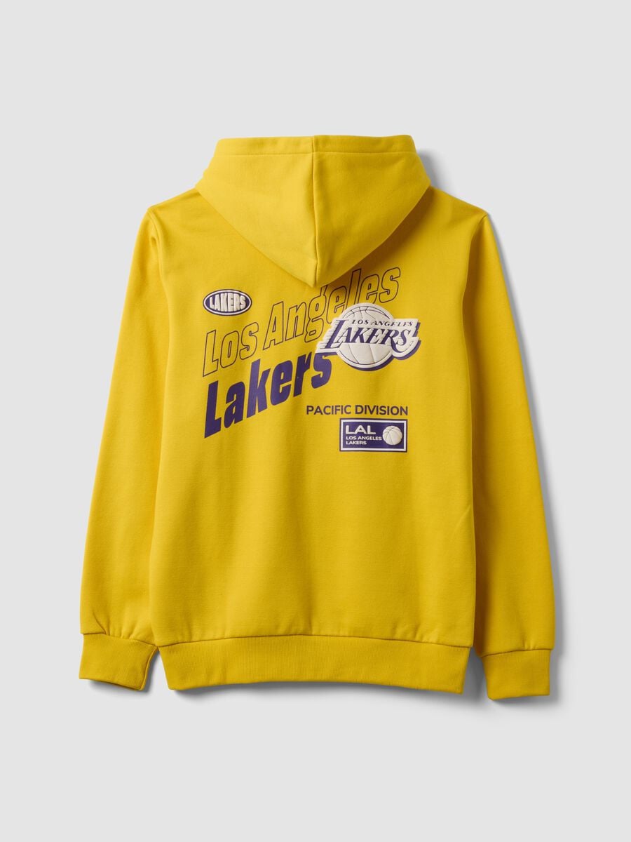 Felpa gialla con cappuccio in misto cotone con stampa Lakers_2