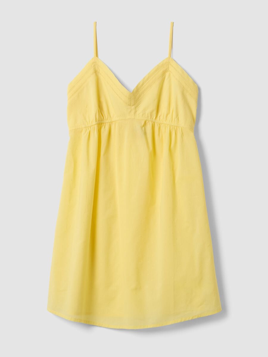 Camicia da notte gialla in puro cotone con spalline sottili_4