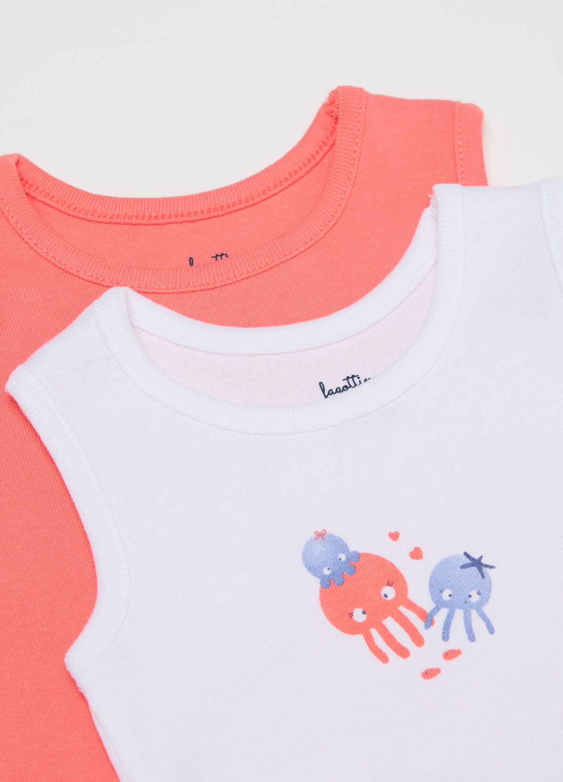 Three-pack sleeveless bodysuits with print