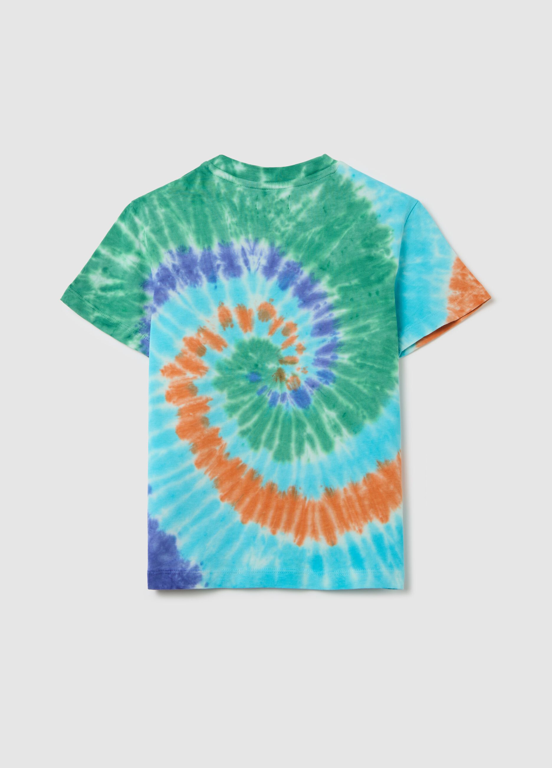 Tie-dye cotton T-shirt with round neck