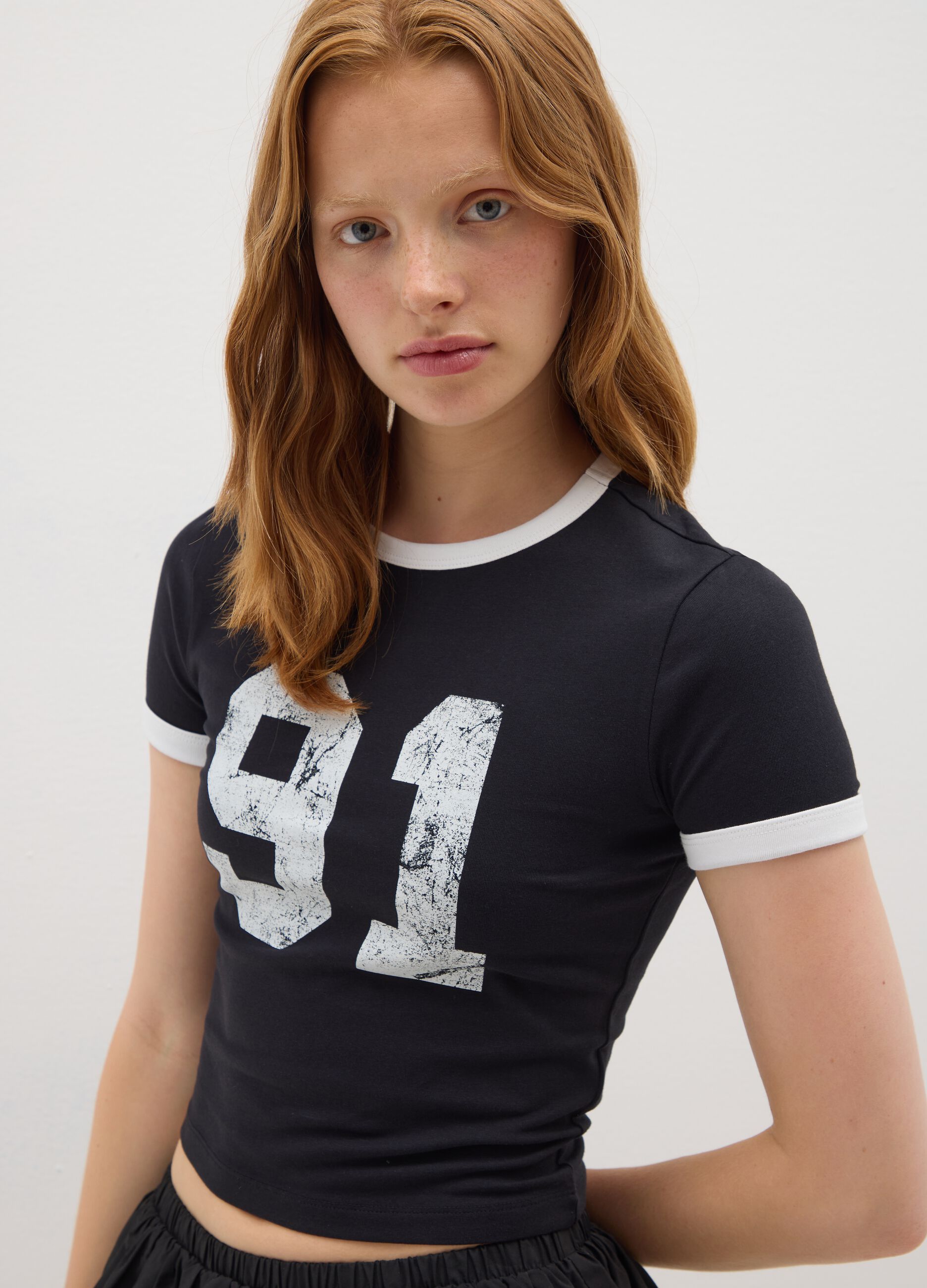 Women's multi-colour stretch cotton T-shirt