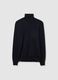 Blue high-neck sweater in pure merino wool regular fit_0