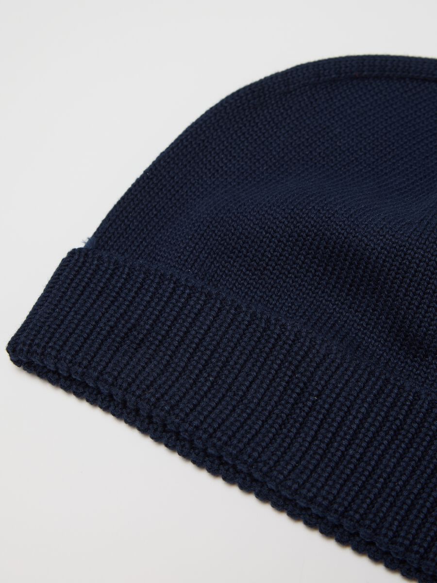 Blue cotton beanie hat_1