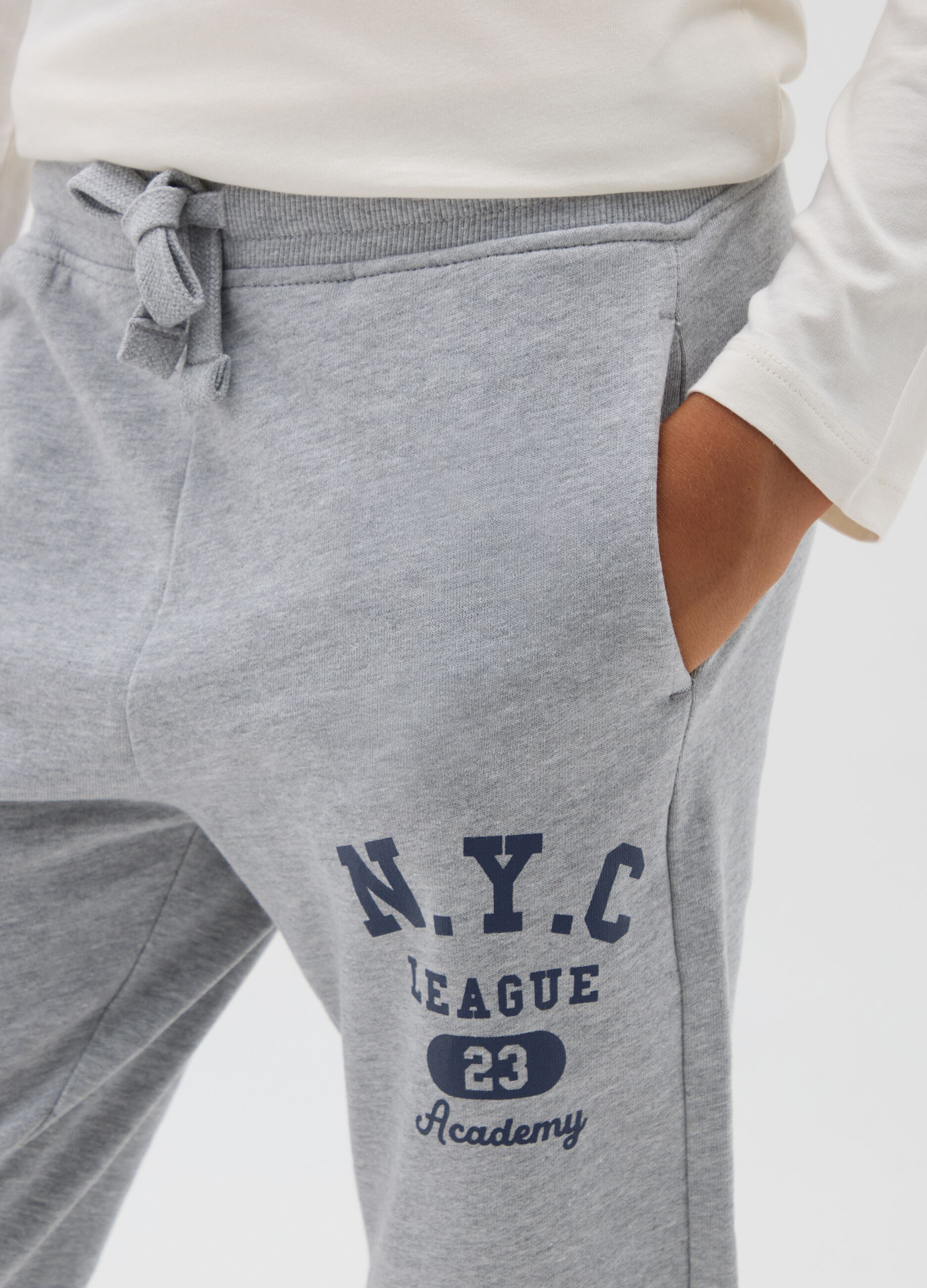 Boys' grey pure cotton joggers regular fit