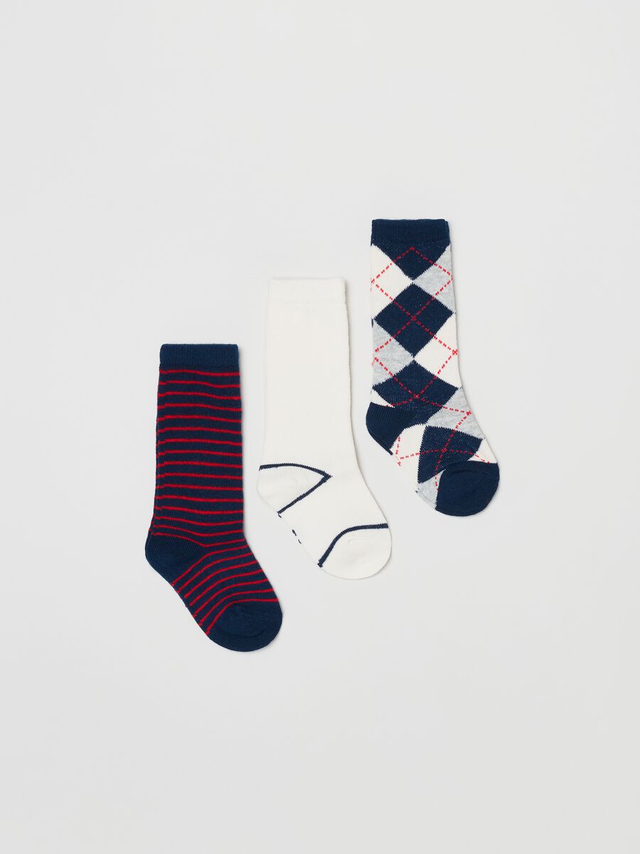Tripack calze lunghe fantasia rombi e righe_0